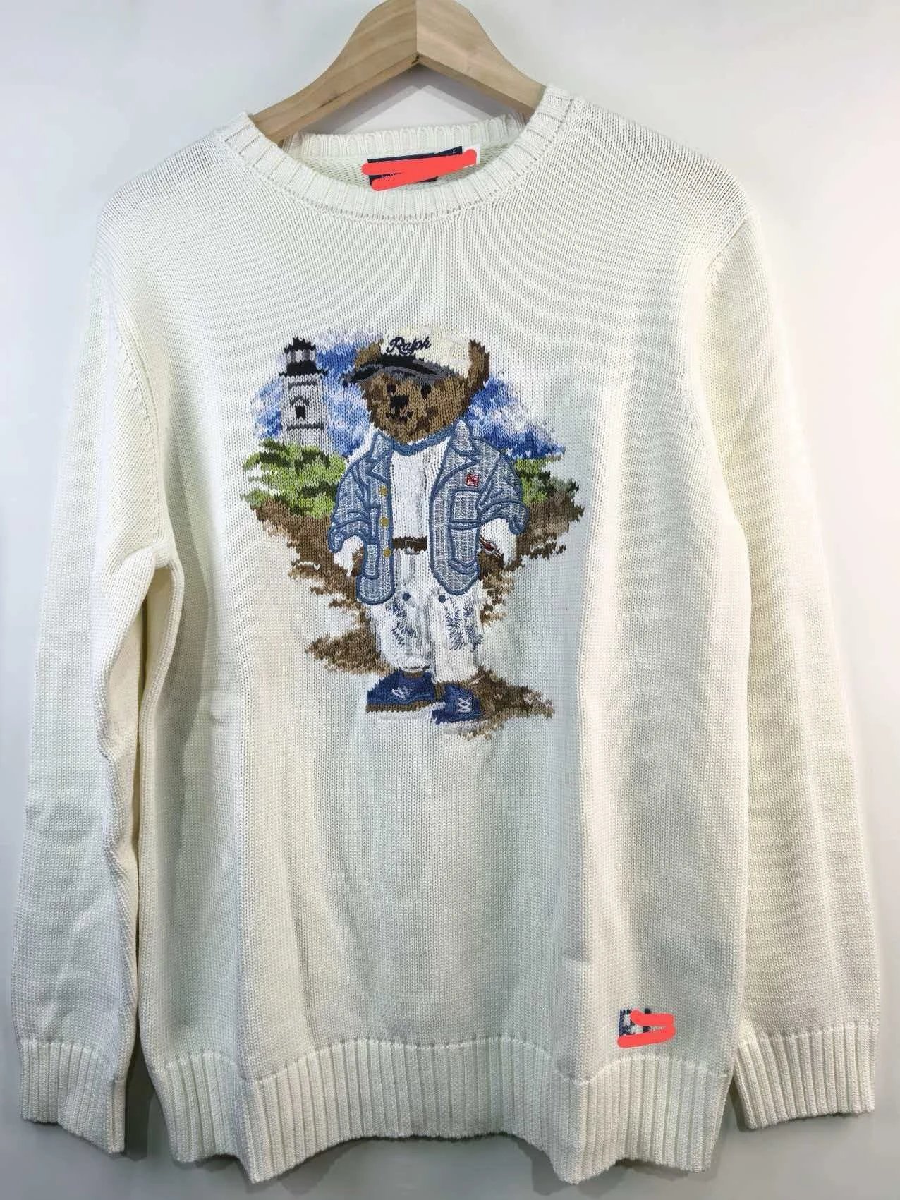 Heavy-Knit Cotton Cartoon Bear Sweater photo 8