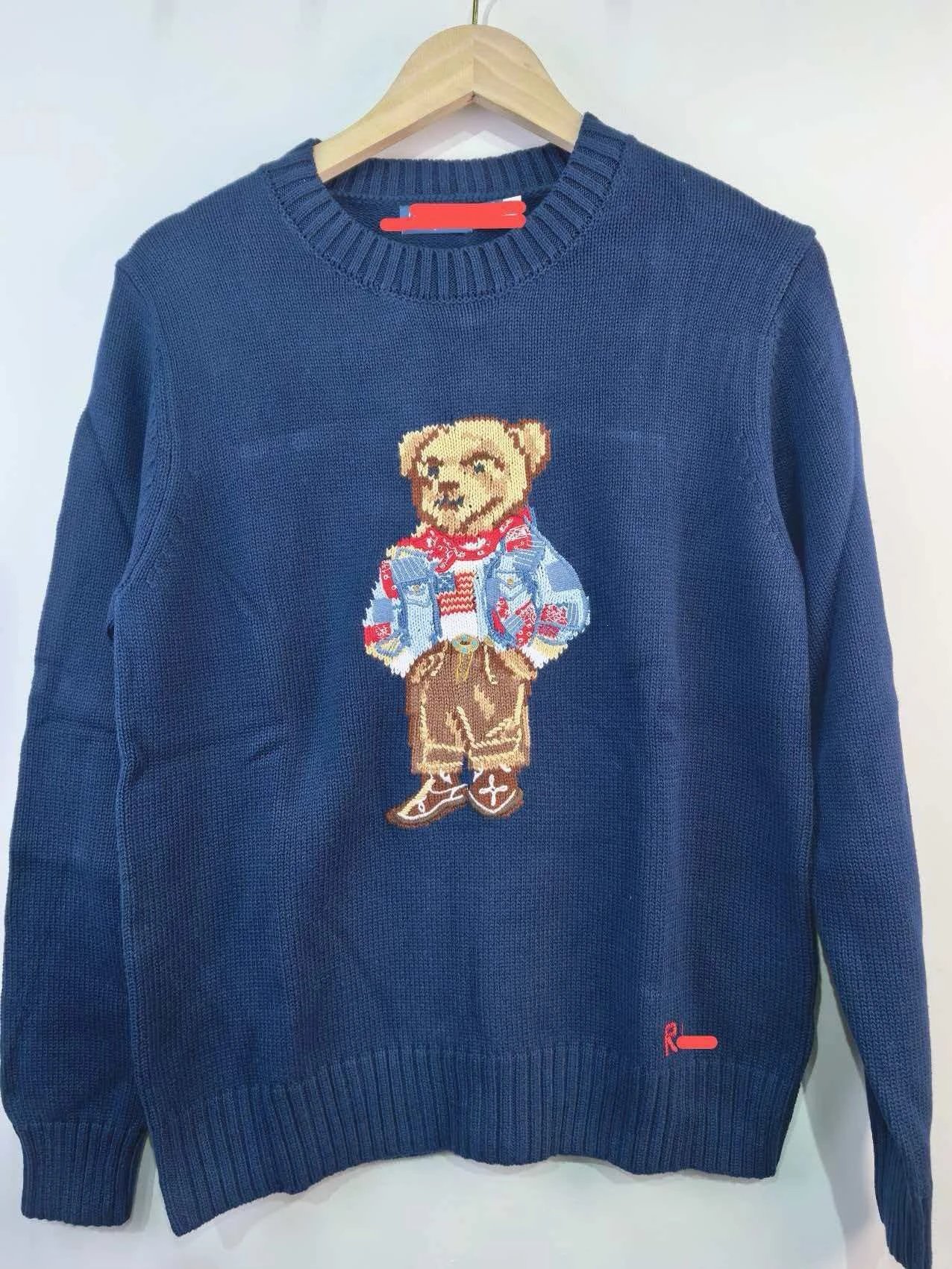 Heavy-Knit Cotton Cartoon Bear Sweater photo 2