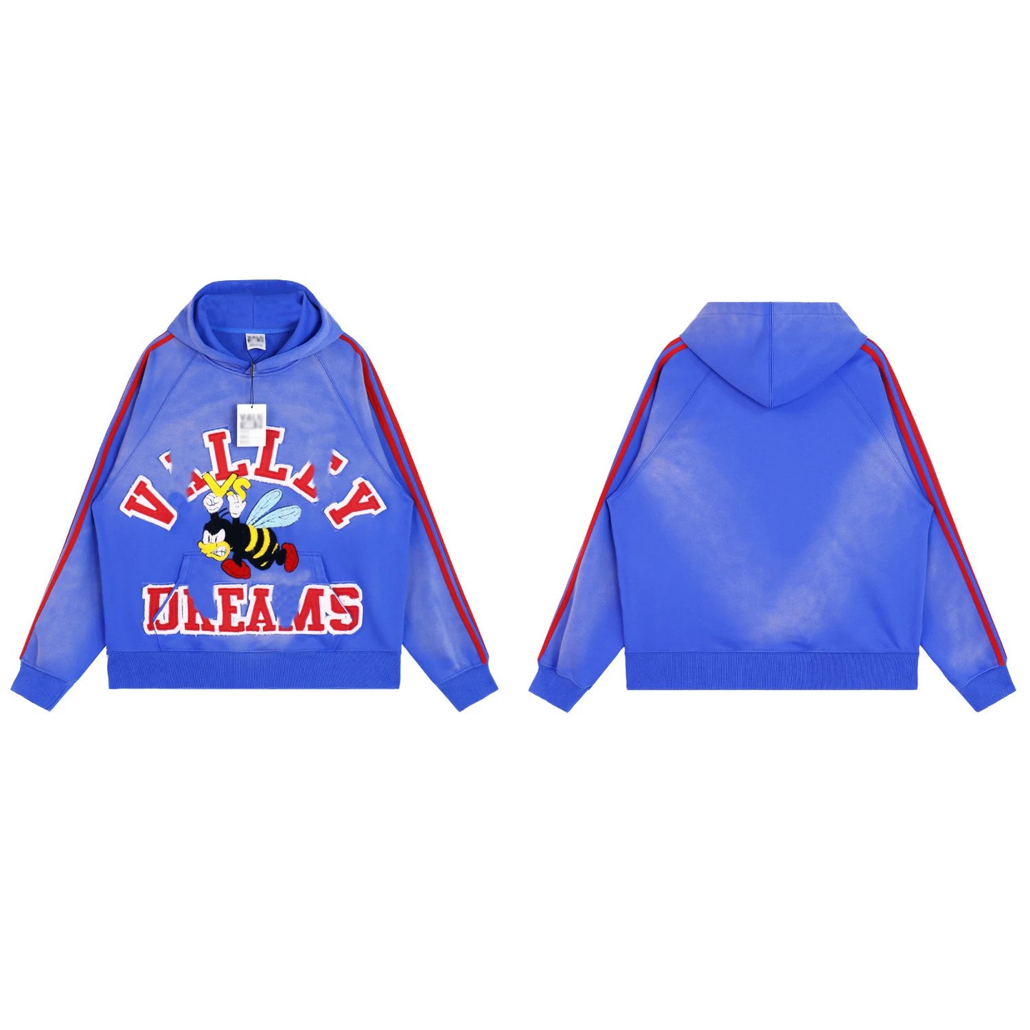 Men's Loose-Fit Striped Hoodie with Embroidery photo 3