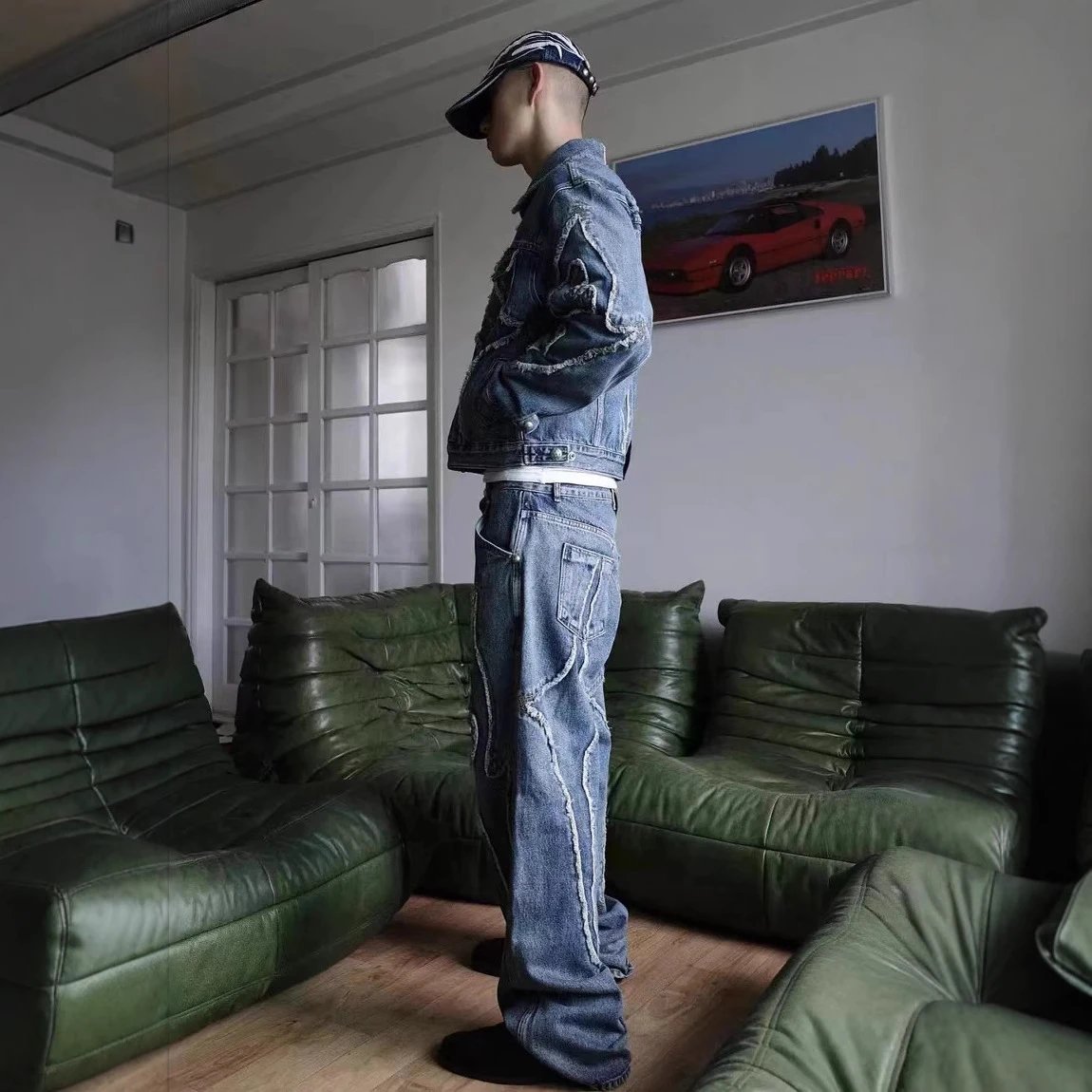 Washed Denim Pants