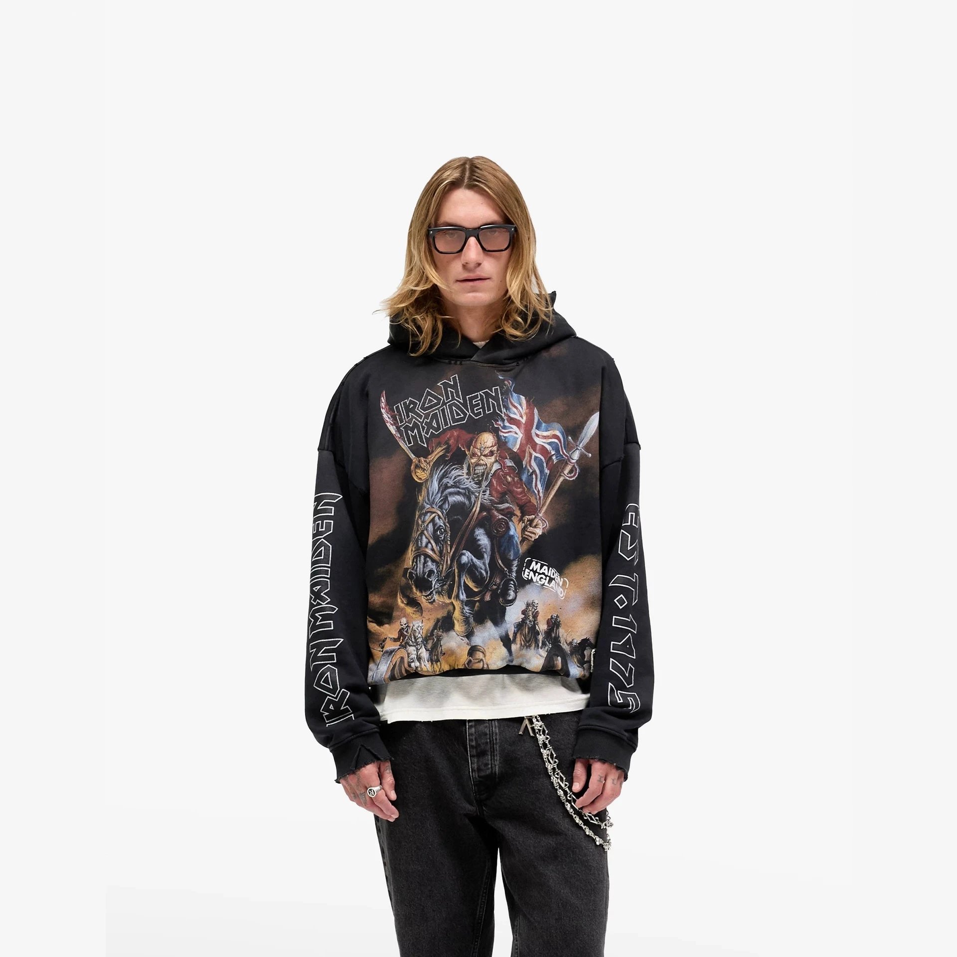 Distressed Dark Purple-Black Matching Hoodies