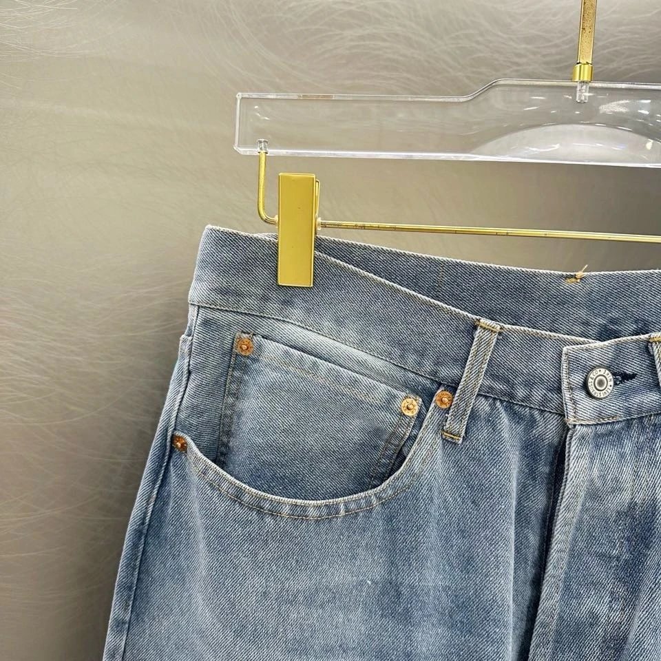 Gallery Dept x Levi's Distressed Light Wash Straight Leg Jeans - 11