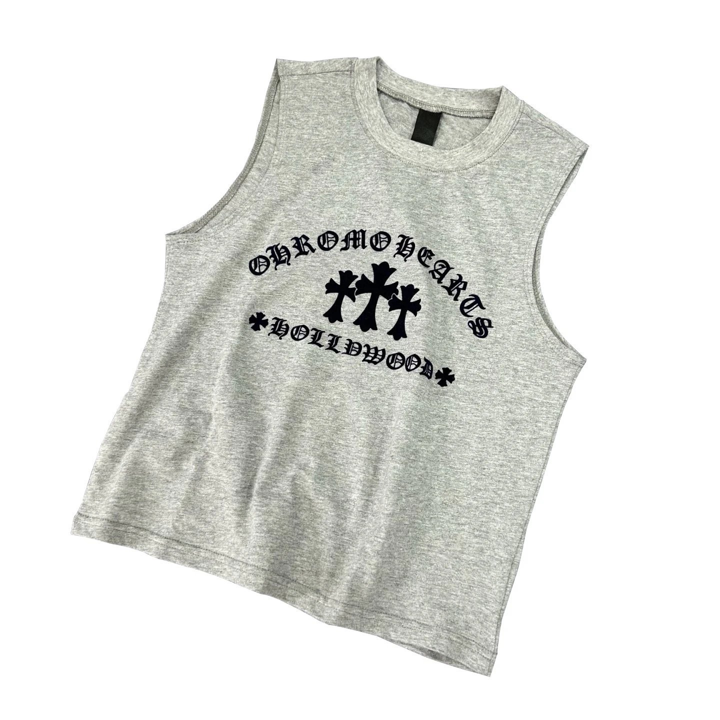 Flocked Print Unisex Vest, Black/Light Gray Shoulder Straps