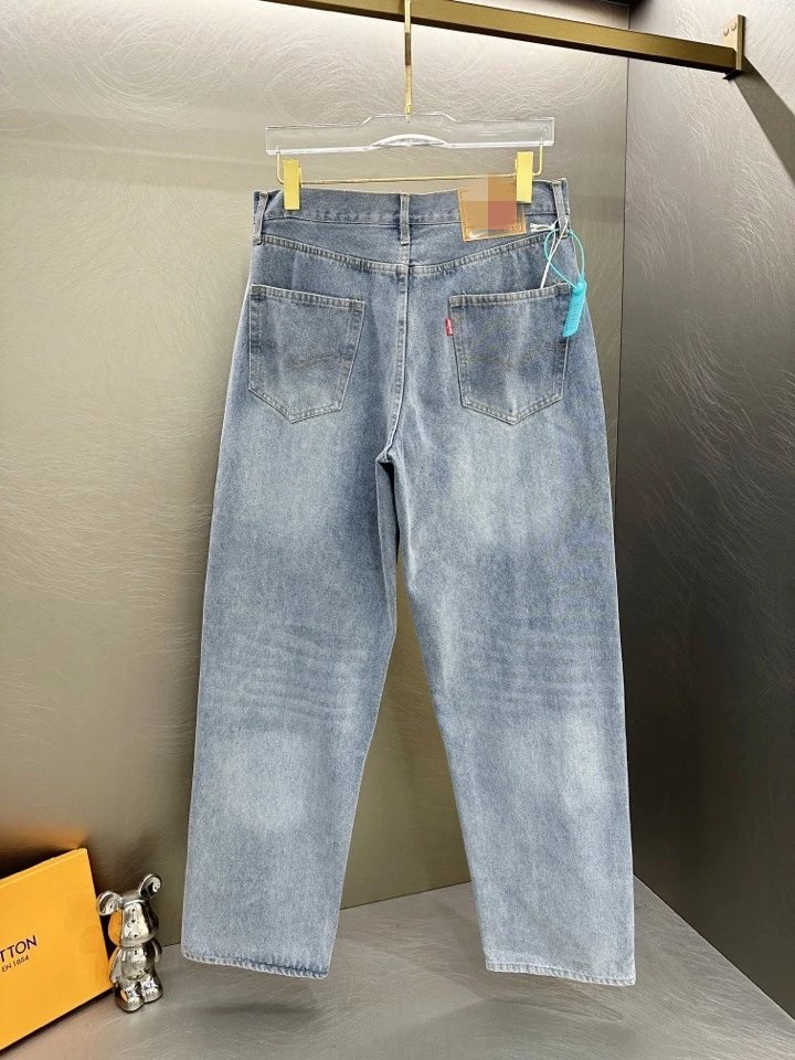 Gallery Dept x Levi's Distressed Light Wash Straight Leg Jeans - 7
