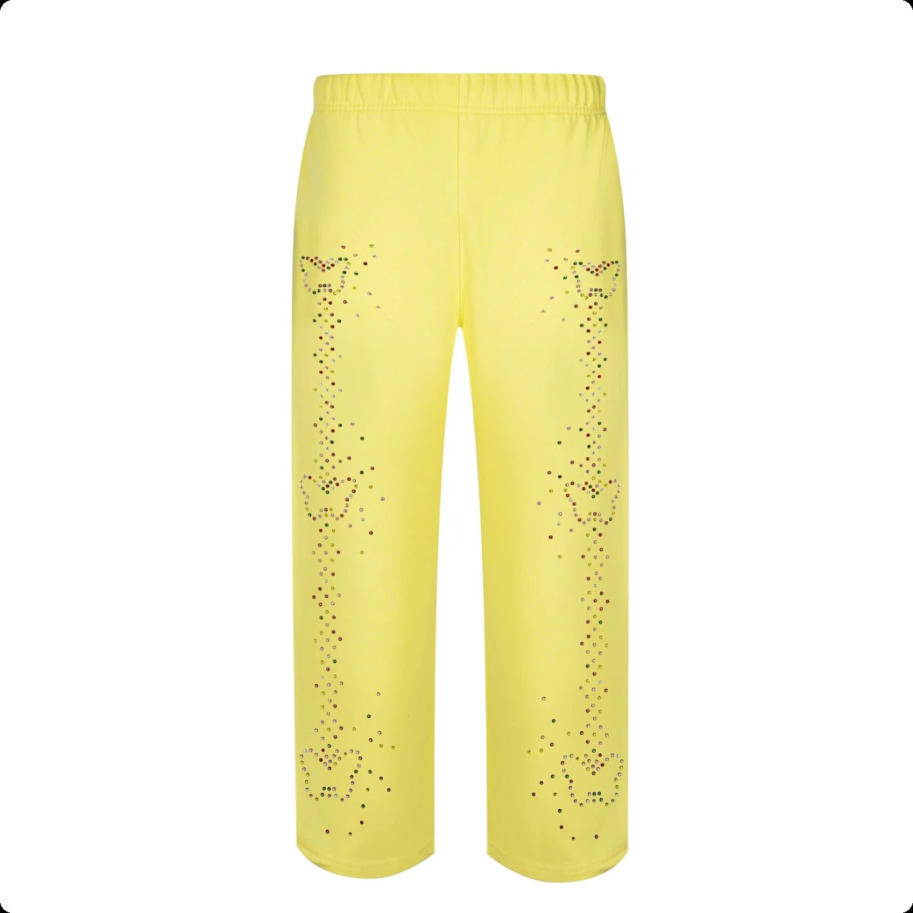 Design Embellished Yellow Capri Pants