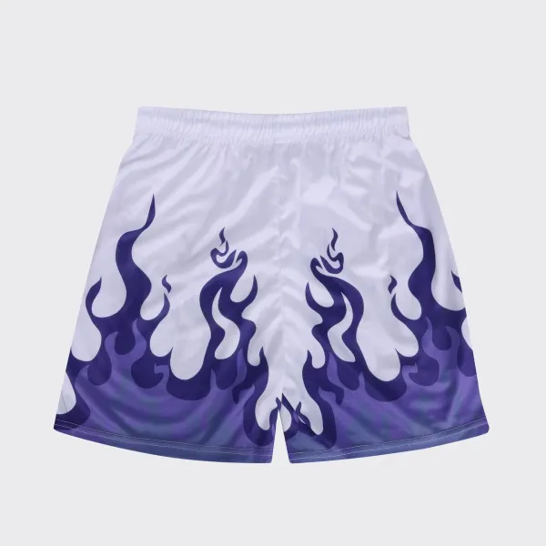 Design Flame Print Mesh Shorts Orange - 5