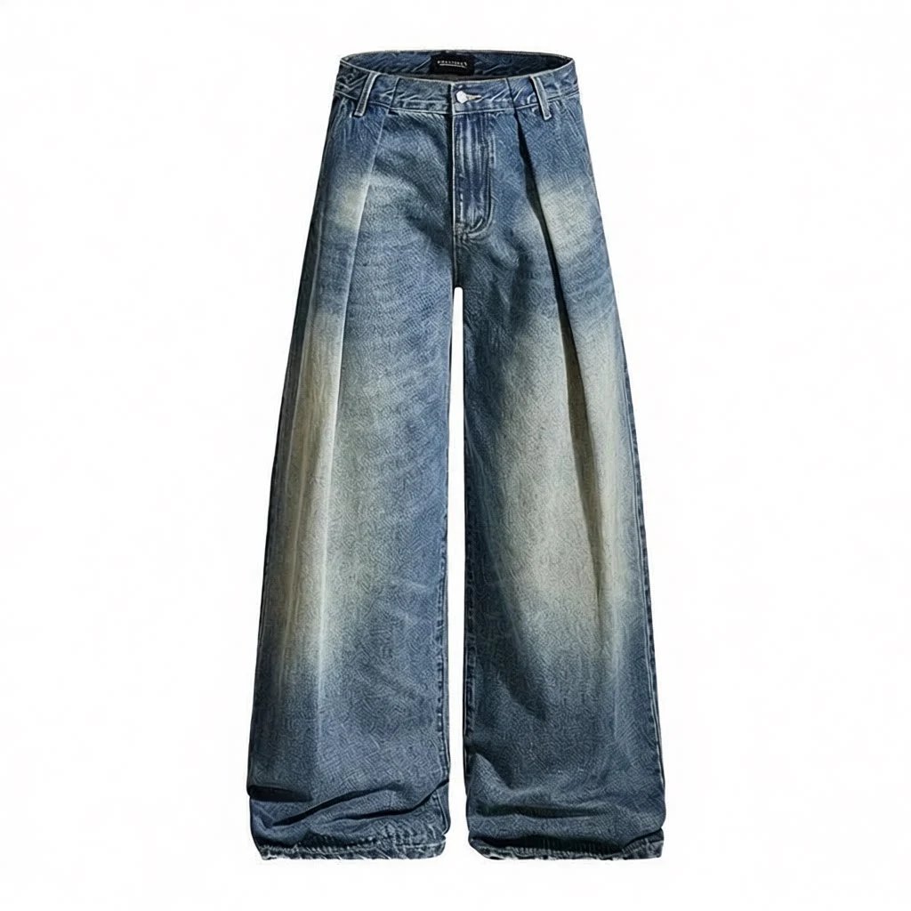 American retro high-waisted loose curved wide-leg pants