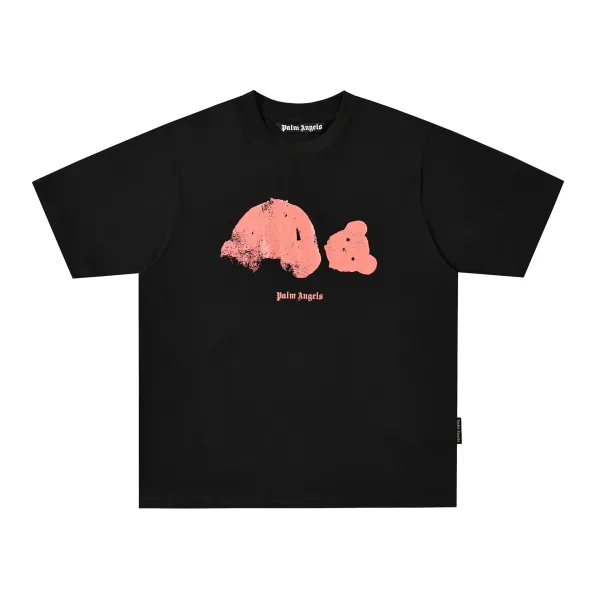 Palm Angels Distressed Bear Print Black T-Shirt - 1