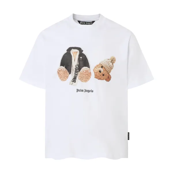 Palm Angels Teddy Bear Graphic White T-Shirt - 1