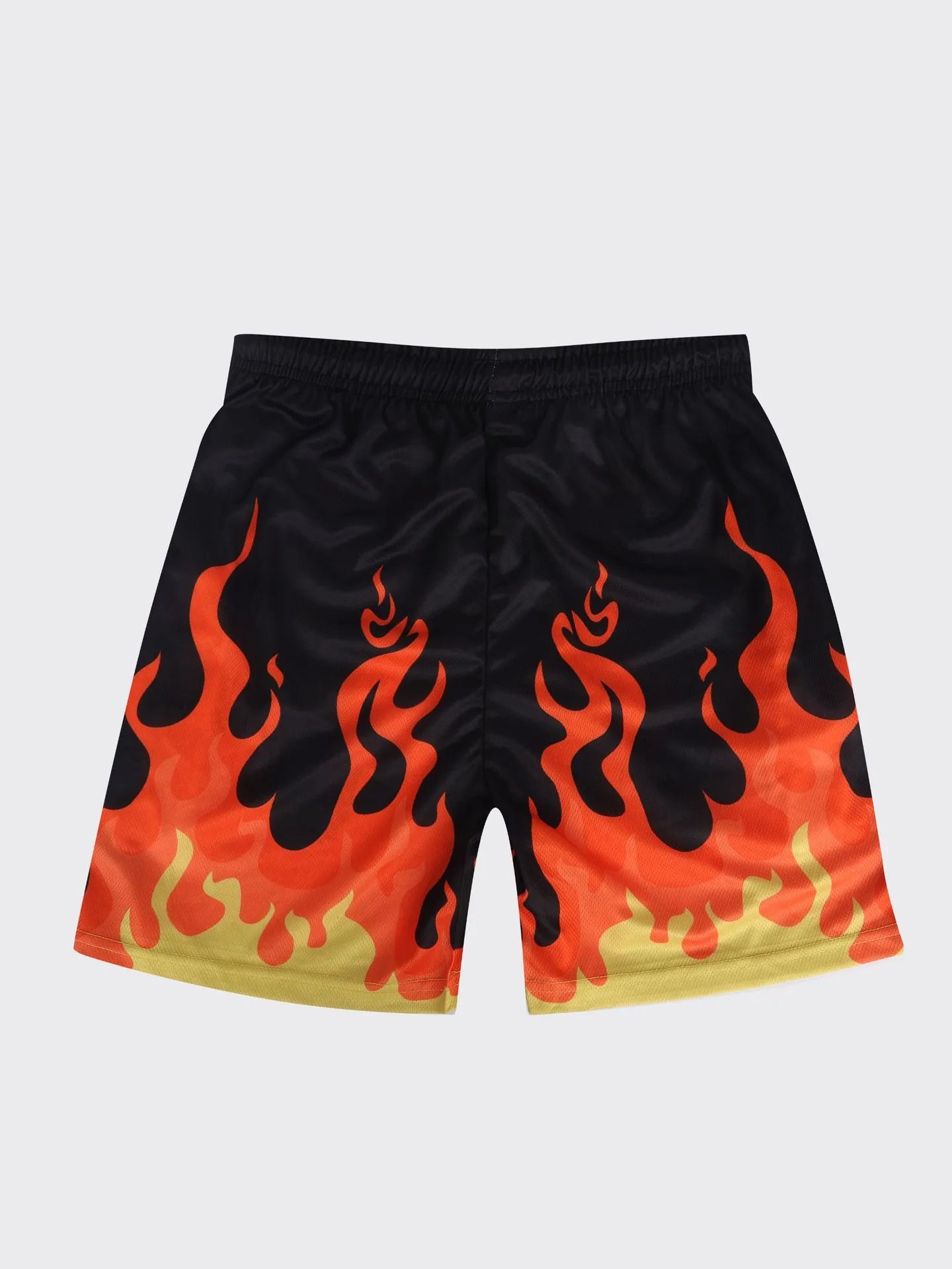 Design Flame Print Mesh Shorts Orange - 17