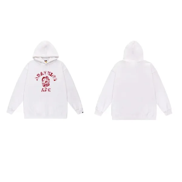 A Bathing Ape Camo Logo Hoodie White - 1