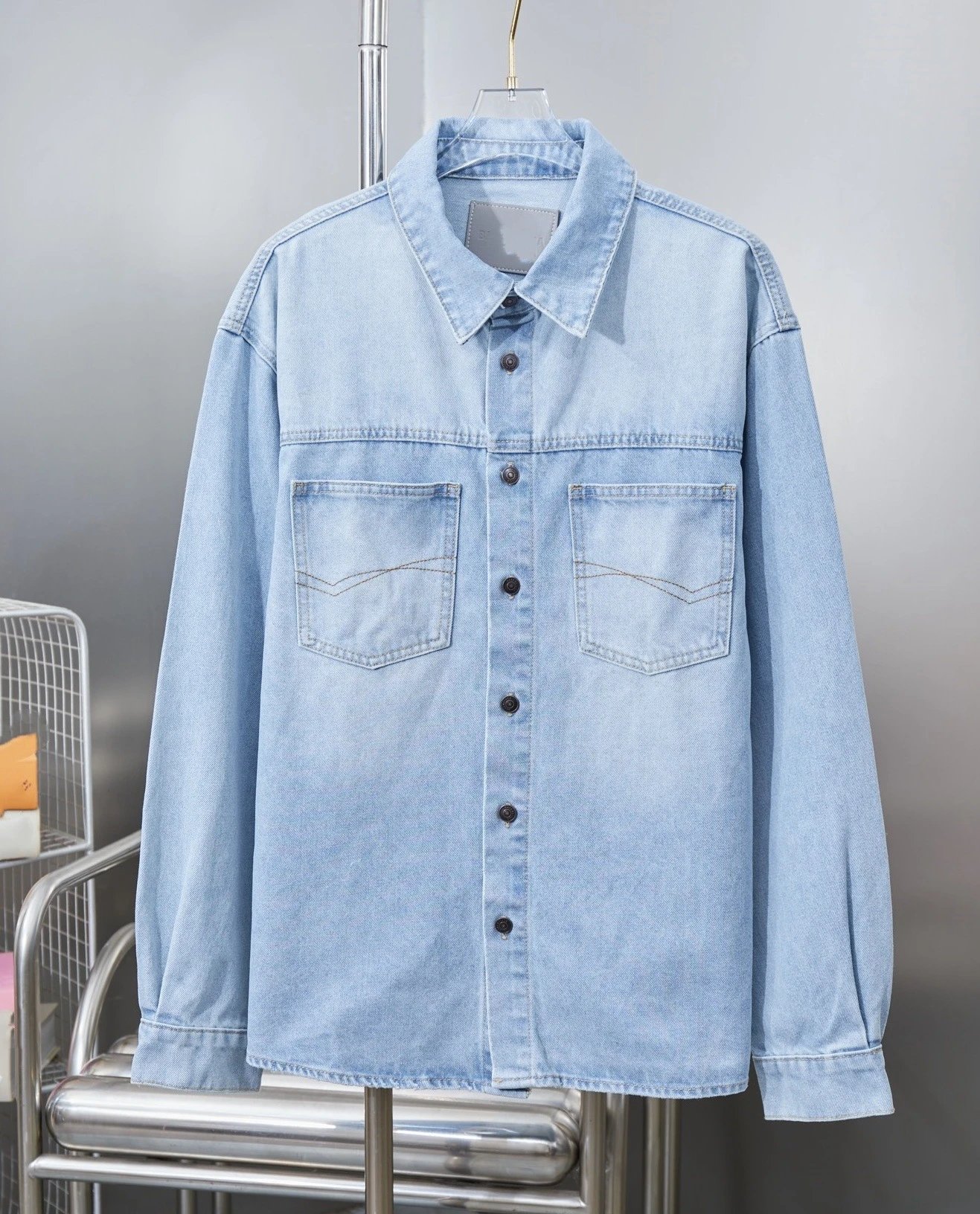 Vintage-Wash Denim Shirt-Jacket and Mid-Rise Trousers photo 2