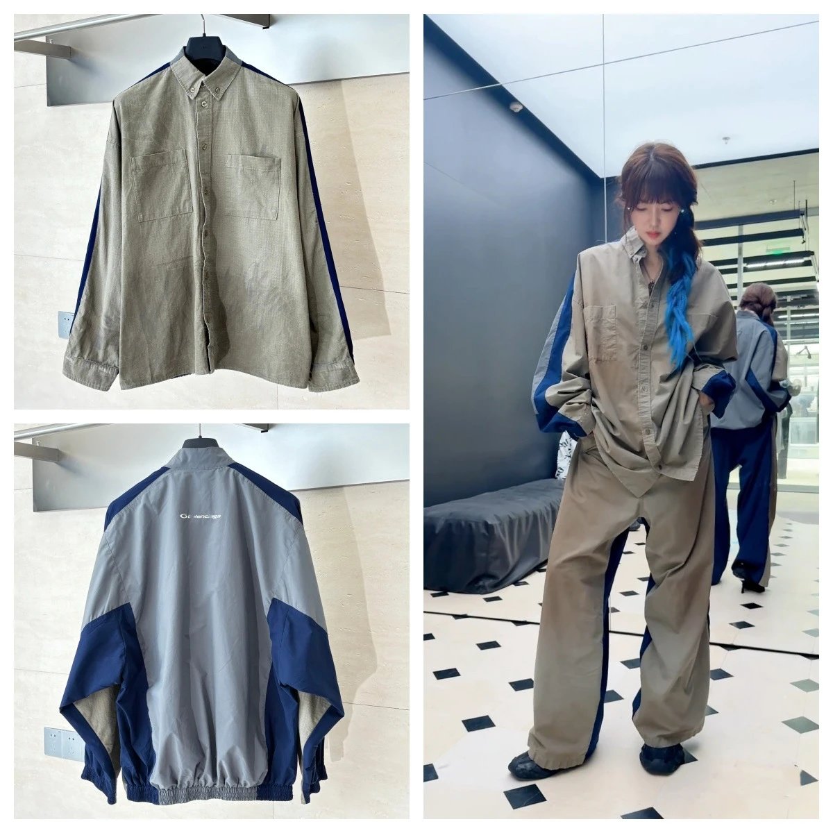 Patchwork plaid casual shirt jacket