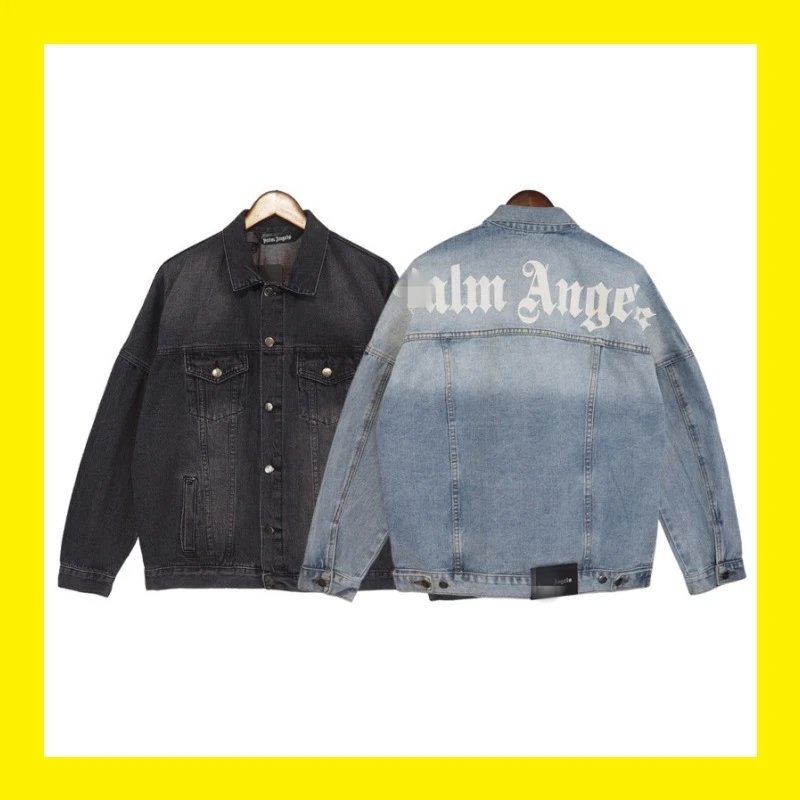 Denim Jacket with Large Palm Tree Logo