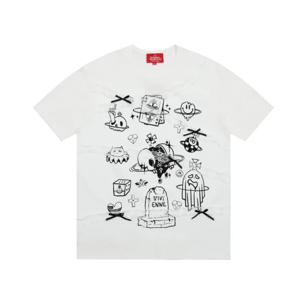 Vivienne Westwood Orb Doodle Print White T-Shirt - 38