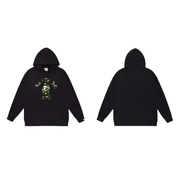 A Bathing Ape Camo Ape Head Hoodie Black - 1