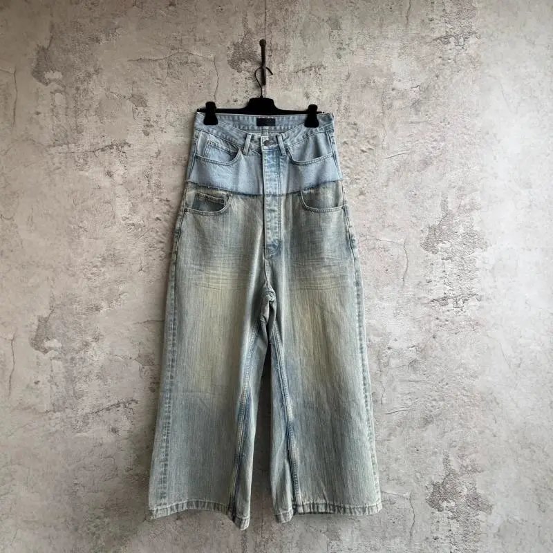 Patchwork Design Denim Pants