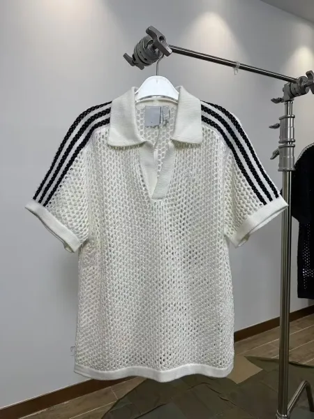Adidas Originals Mesh Polo White with Black Stripes Polo Shirt - 1