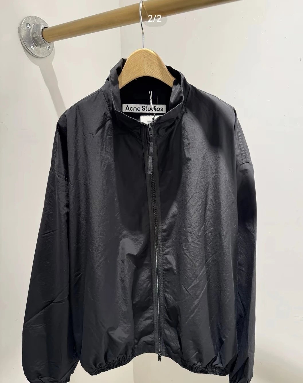 Acne Studios Script Logo Black Track Jacket Outerwear - 37
