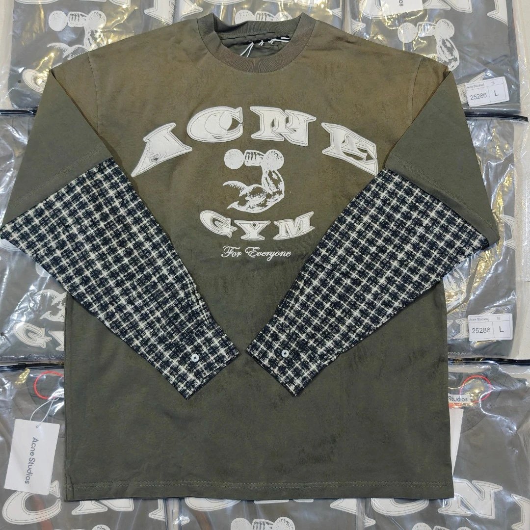 Distressed Plaid Splice Long-Sleeve Top