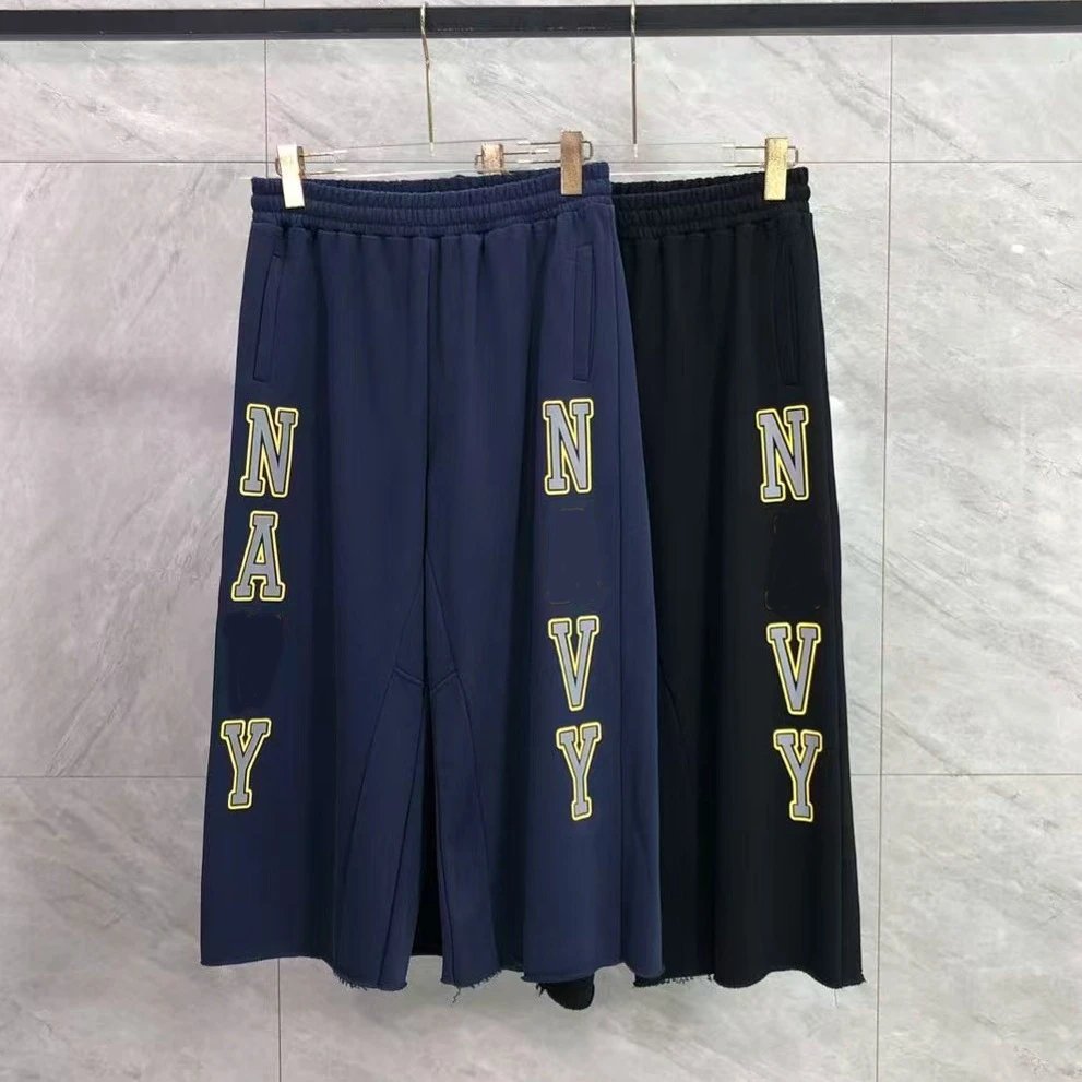 Vintage French Terry Cropped Pants with Letter Print