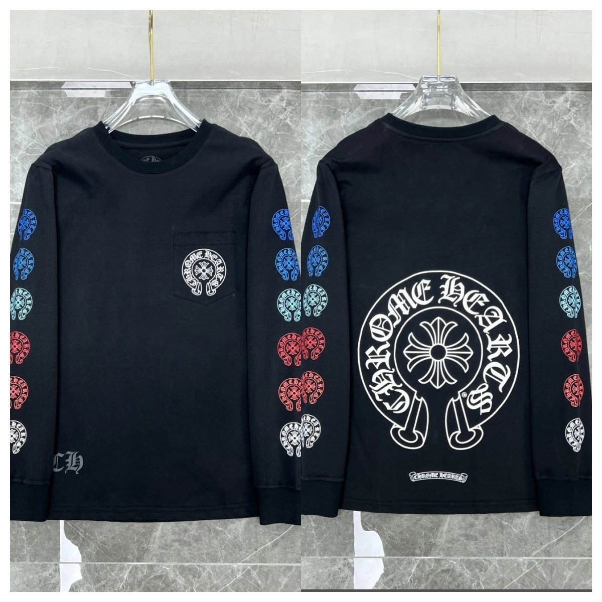 Chrome Core Long-Sleeve T-Shirt, Pure Cotton, Luxury Embroidery