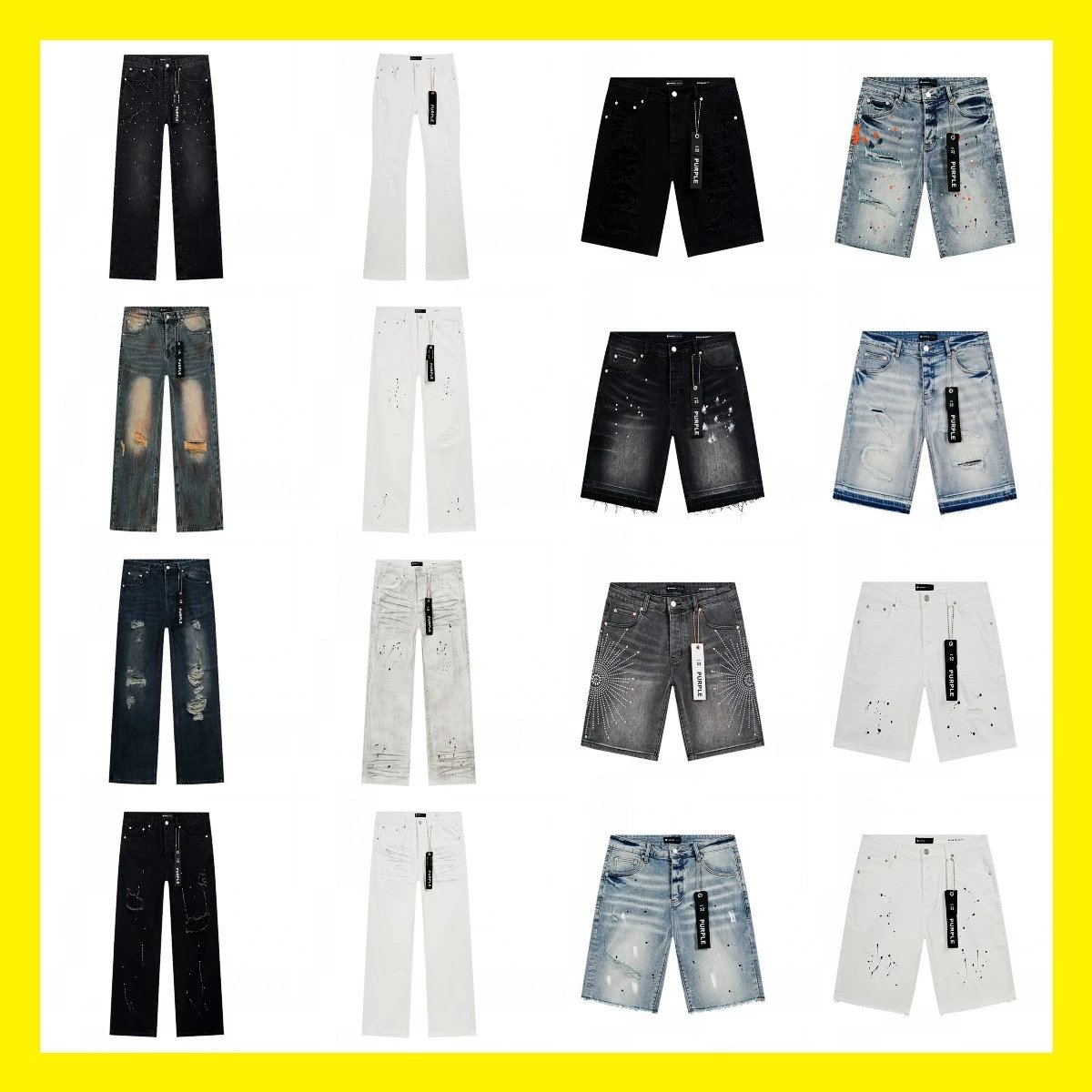 High-street trendy brand ripped, patched, ink-splatter retro washed jeans