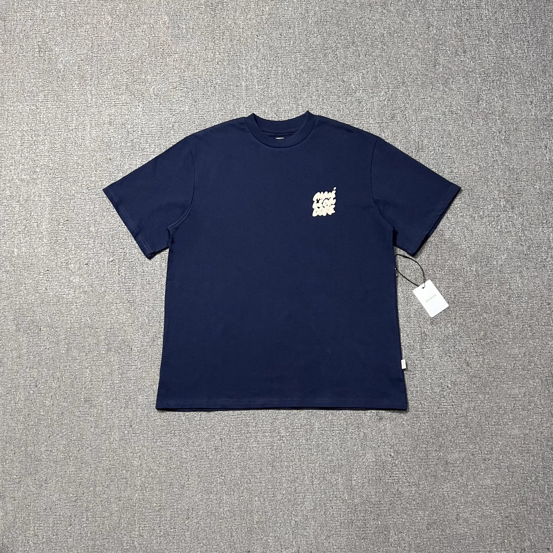 Letter print landmark building round neck loose unisex couple short-sleeved shirt