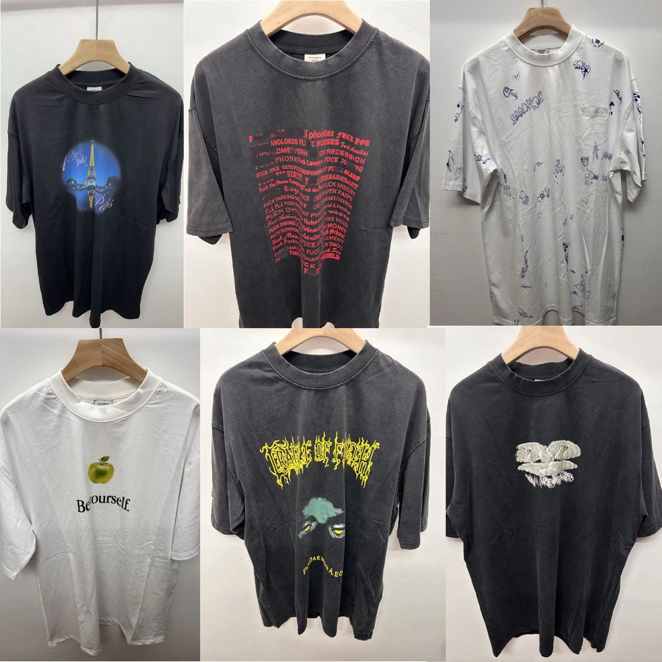 Letter Logo Fruit Print Loose T-Shirt