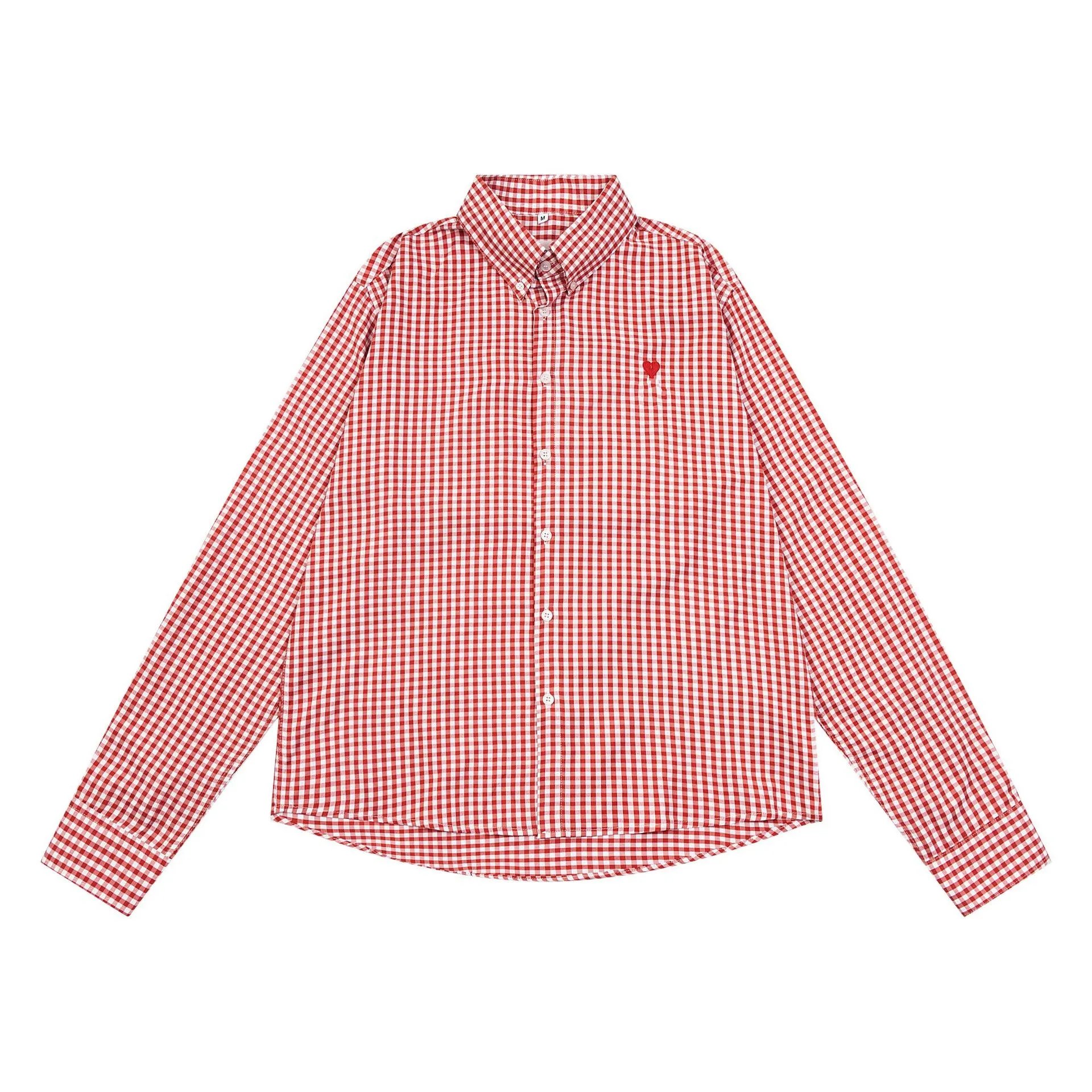 Comme des Garçons Play Shirt Gingham Small Red Heart Red