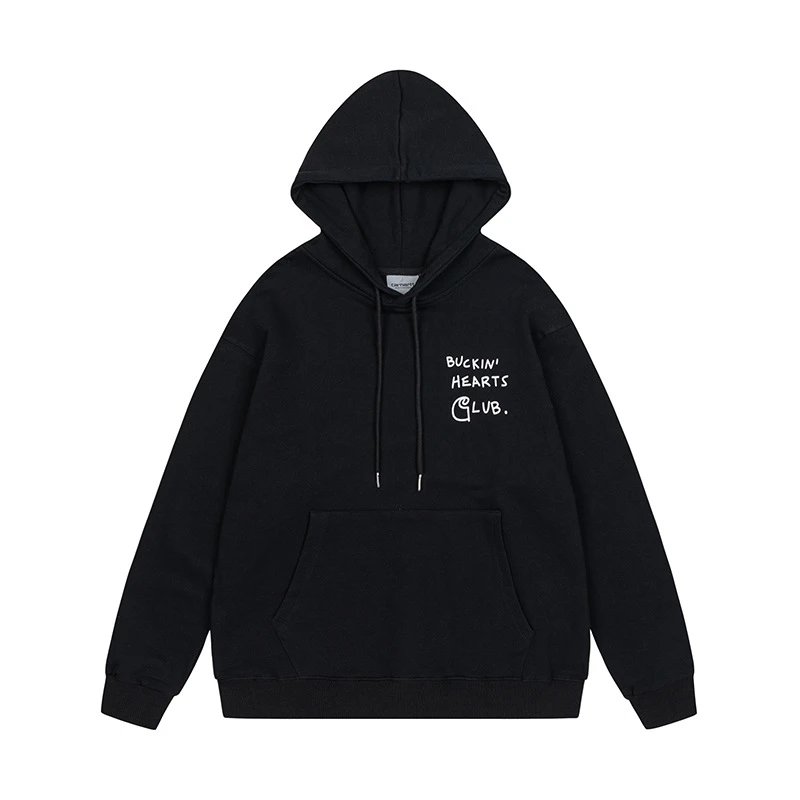 Embroidered Letter Solid Color Hooded Terry Cloth Sweatshirt for Couples, Men and Women