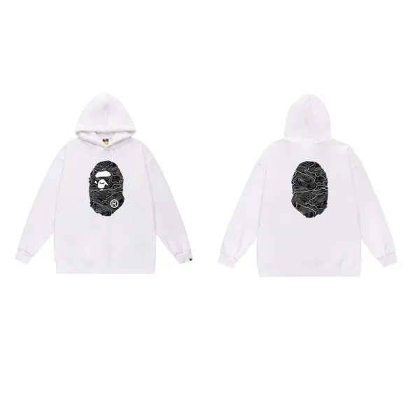 A Bathing Ape Topography Ape Head Hoodie White - 1