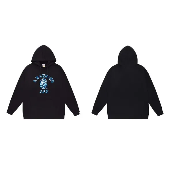 A Bathing Ape Camo Ape Head Hoodie Black - 1