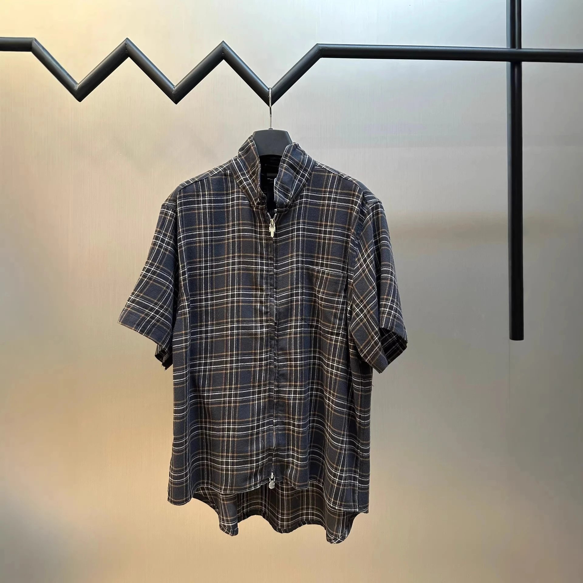 American Retro Franz Zee Zip-Up Plaid Shirt