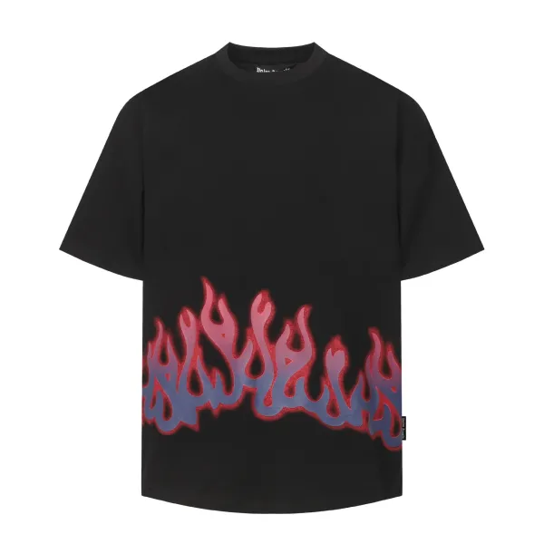 Palm Angels Flame Print Oversized T-Shirt Black - 1
