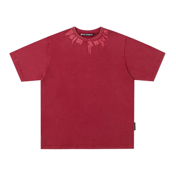 Palm Angels Gothic Logo Washed Red T-Shirt - 1