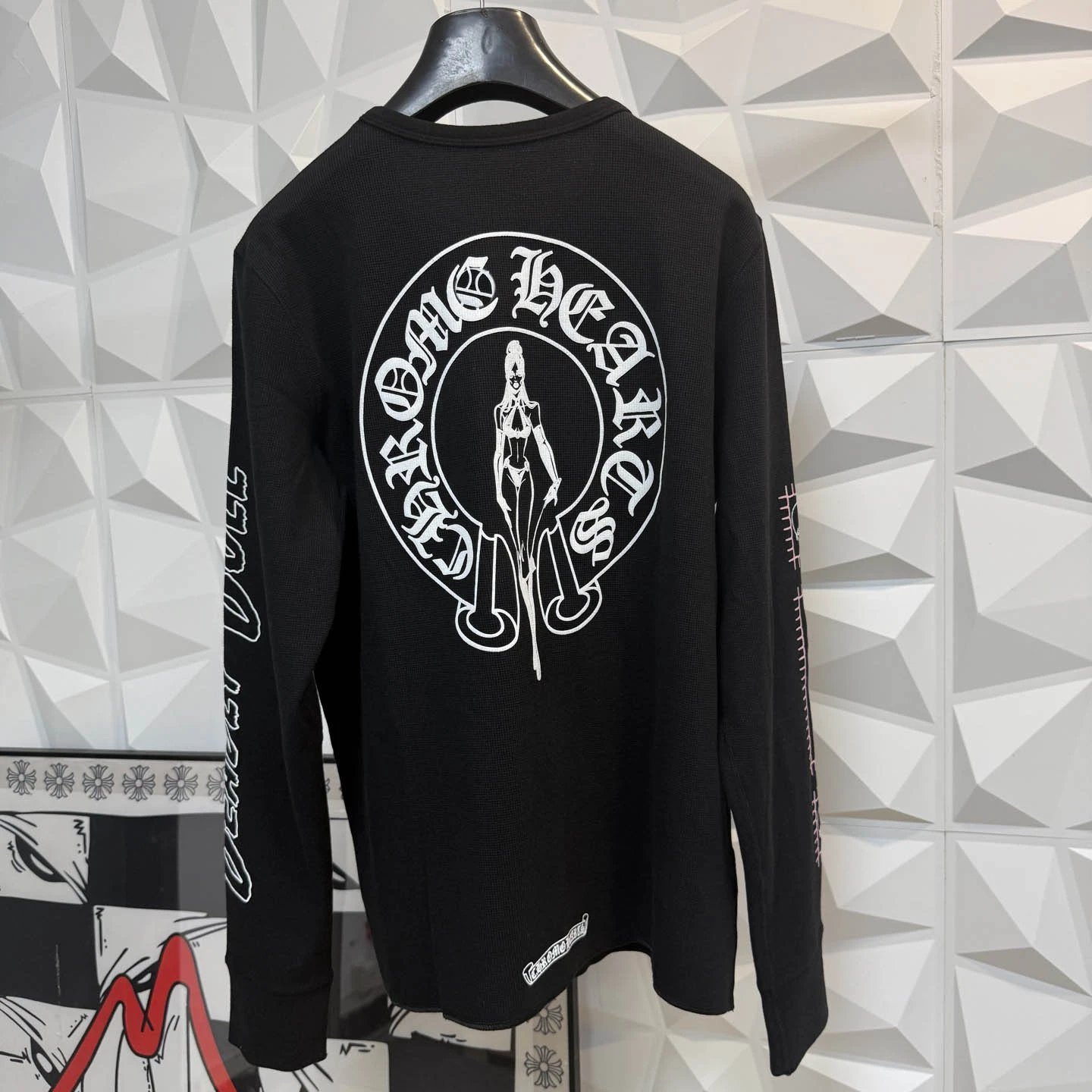 Sword Print Waffle Long-Sleeve T-Shirt