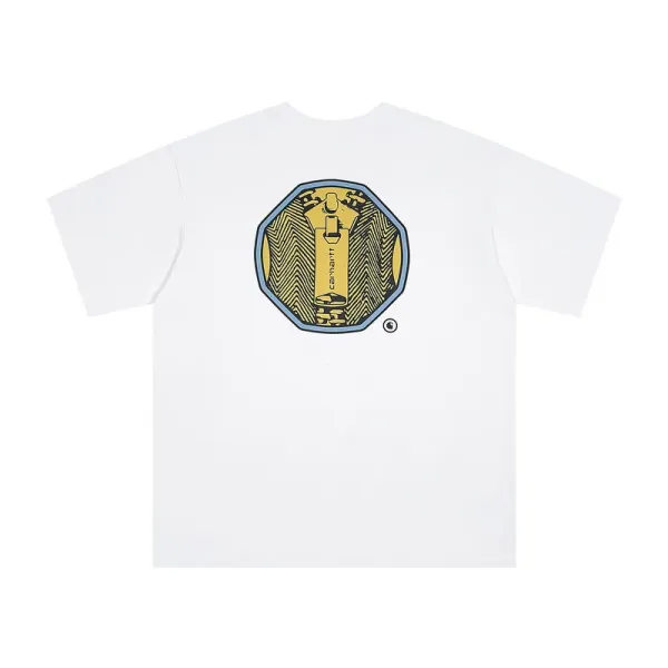 Carhartt Work In Progress Carhartt WIP Zipper Octagon Graphic White T-Shirt T-Shirts - 1