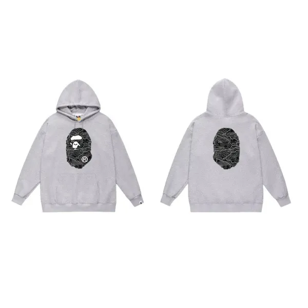 A Bathing Ape Camo Ape Head Hoodie Gray - 1