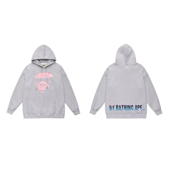 A Bathing Ape Pink Pixel Monkey Hoodie Gray - 1