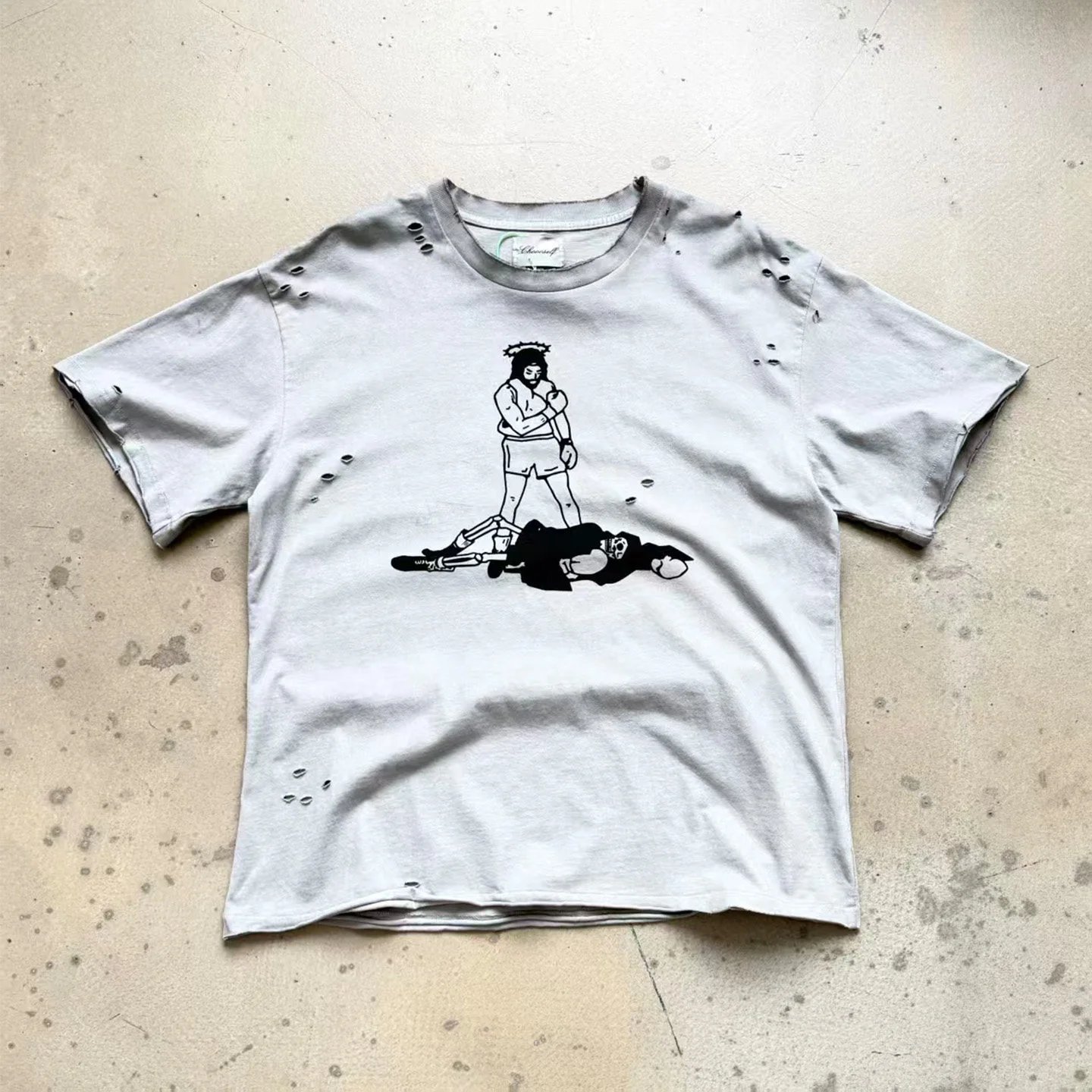 Washed Distressed Short-Sleeve T-Shirt