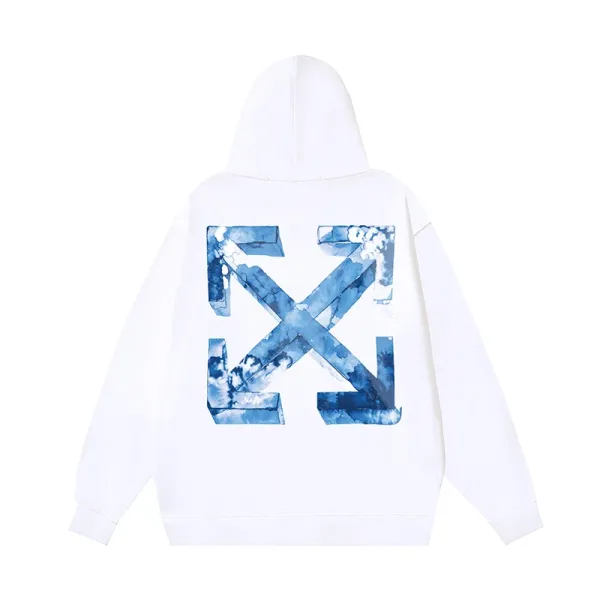 Off-White Diagonal Arrow Watercolor Print Hoodie White - 1