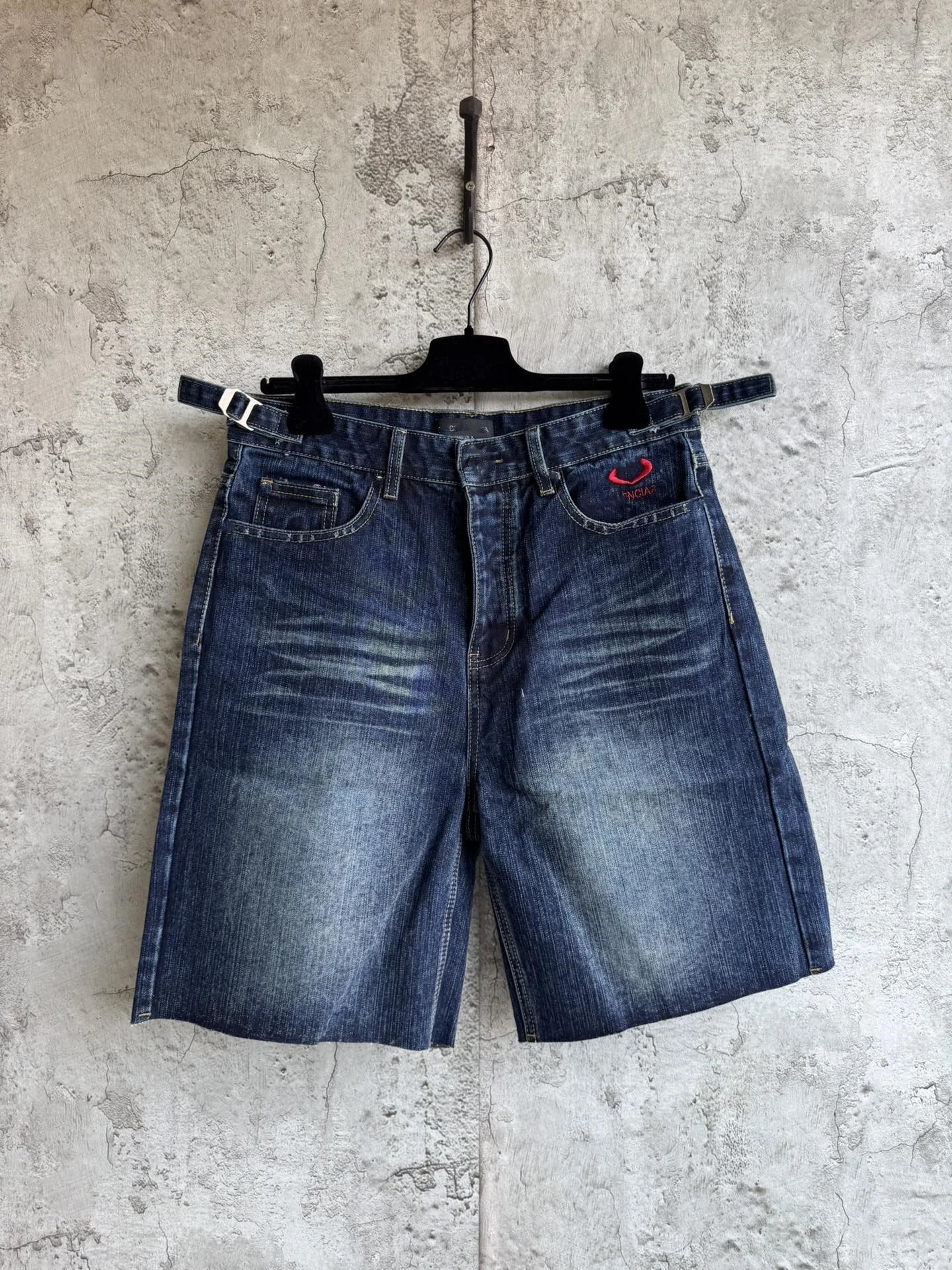 Heart-Embroidered Denim Shorts