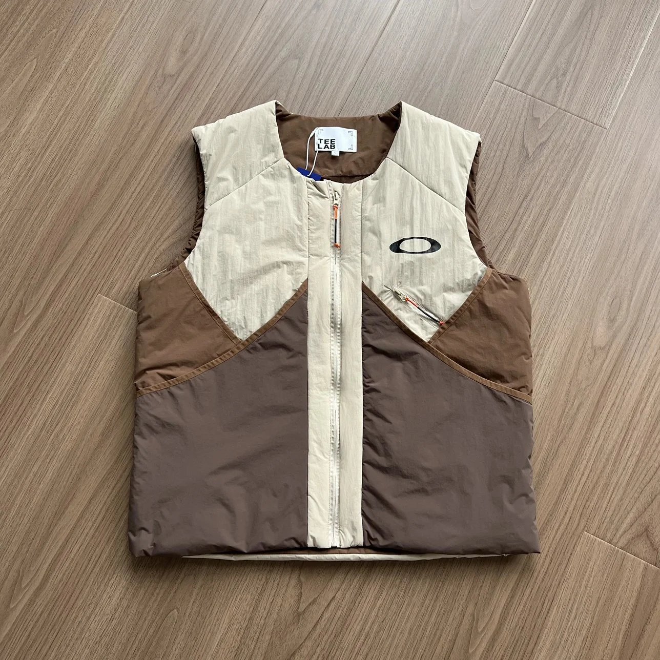 Oakley x Tee Lab Color-Block Puffer Vest Beige / Brown - 2