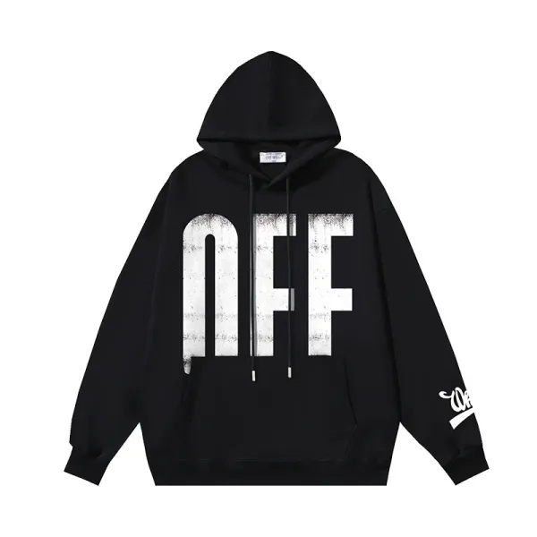 Off-White Distressed 'OFF' Logo Hoodie Black - 1