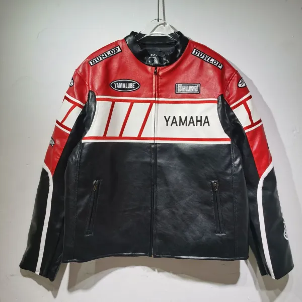 Yamaha Racing Leather Jacket Red Black White - 1
