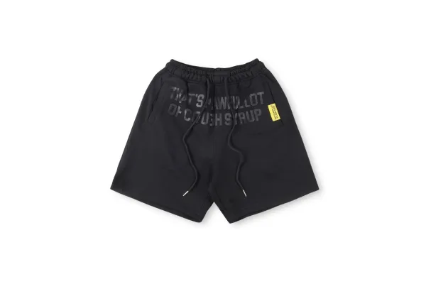 Design 'That's A Awful Lot Of Cough Syrup' Black Fleece Shorts - 1