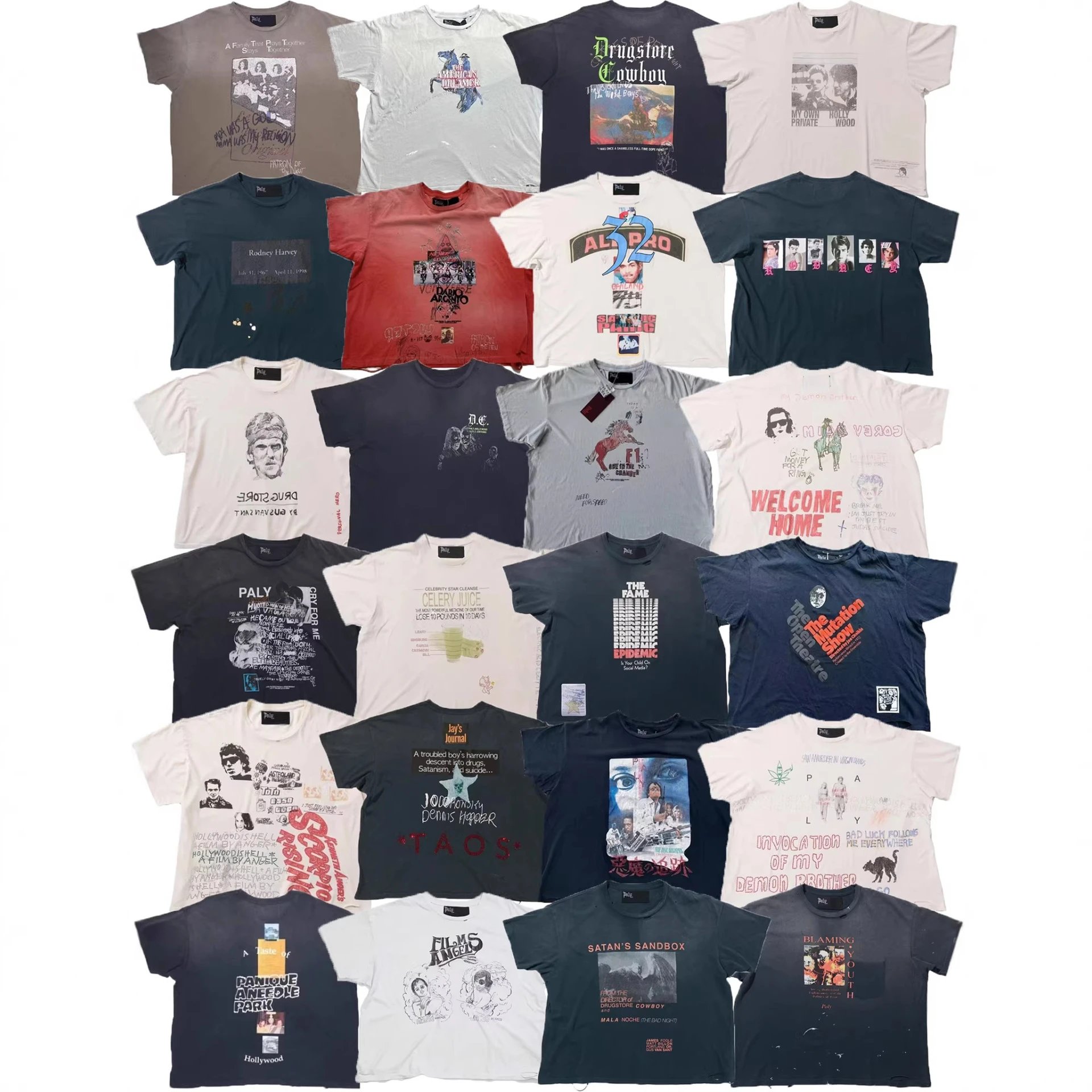 American Retro Distressed Washed Short-Sleeved T-Shirt