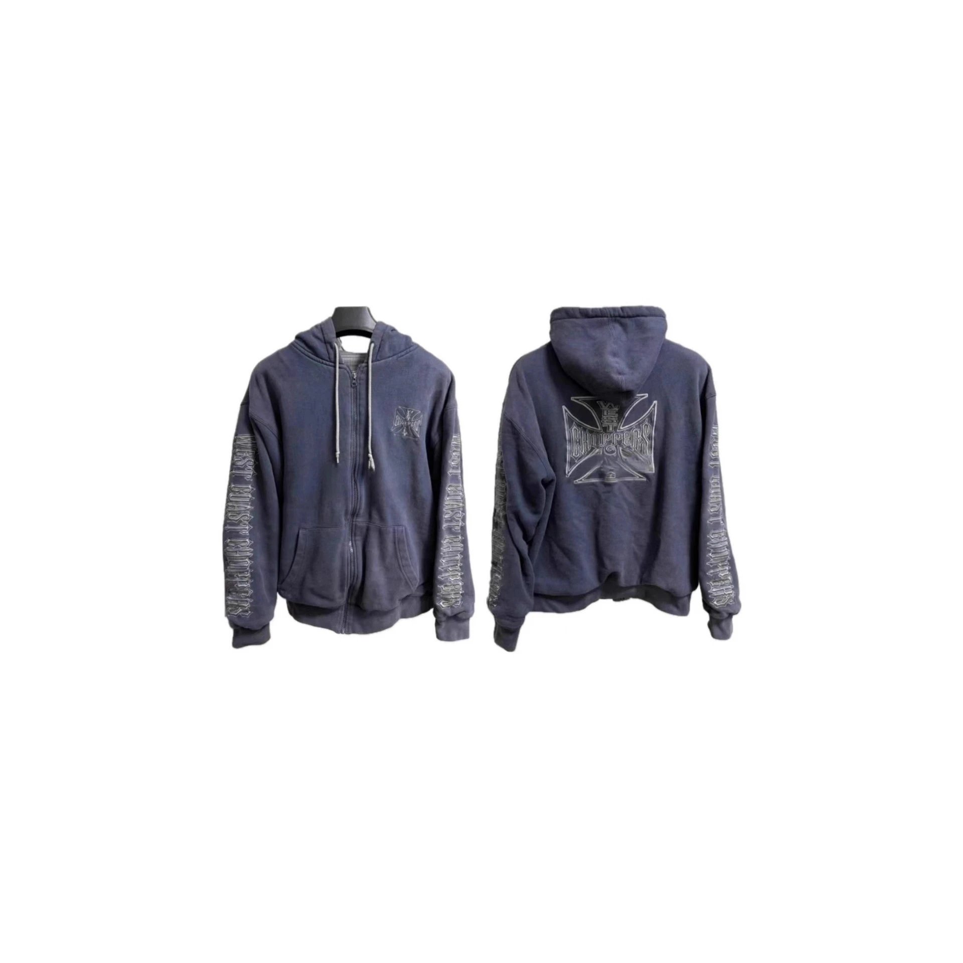 Washed Distressed Hooded Sweatshirt