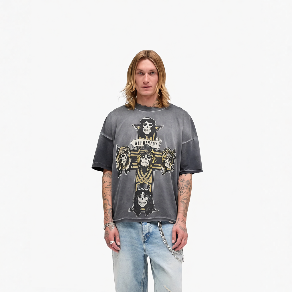 Washed Distressed Loose Short-Sleeved Shirt